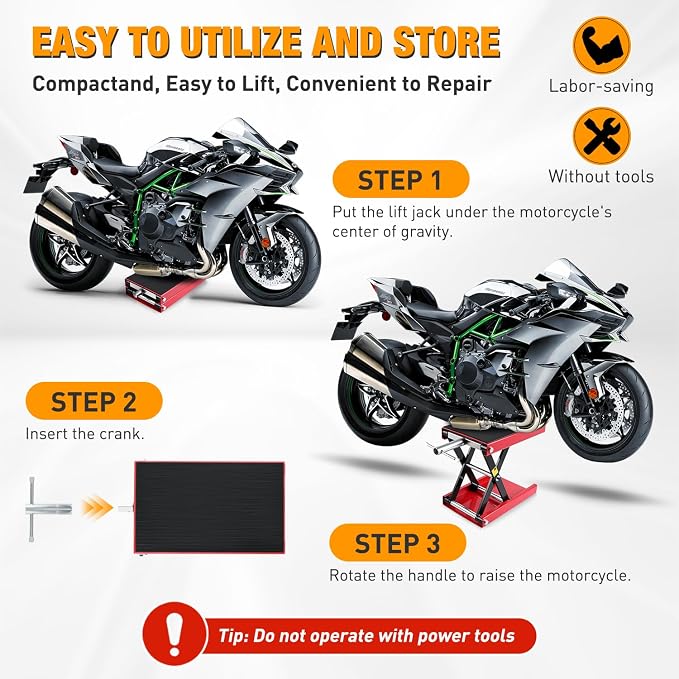 Nilight Motorcycle Lift Jack 1100 LBS Scissor Jack Stand Lift from 3.4" to 14.2" - Image 6