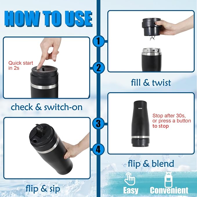 Ice Shave 2-in-1 Stainless Steel Vacuum Tumbler & Cordless Blender - 28oz - Image 3