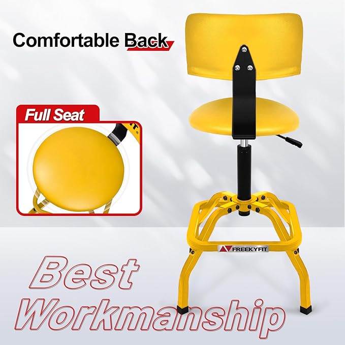Shop Stool with Backrest, Mechanic Garage Stool - Image 6