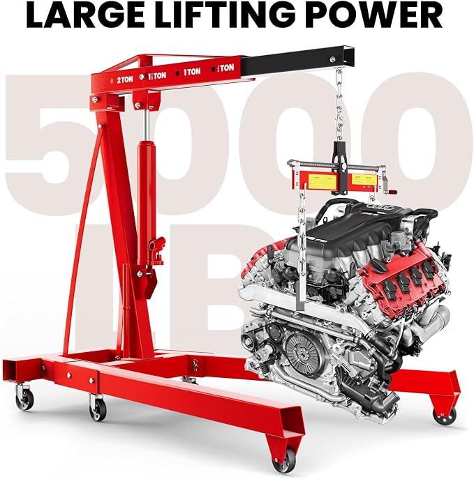 5000 LBS Engine Hoist with Load Leveler, Heavy Duty Alloy Steel Folding Cherry - Image 2