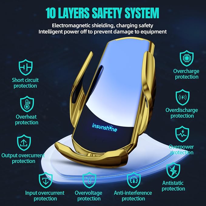Wireless Car Charger, MAX 15W Fast Charging Auto Clamping, Sensing Phone Holder - Image 7