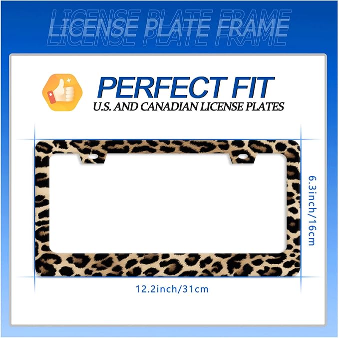 Leopard License Plate Frame Cheetah Leopard Brown License Plate Stainless Steel - Image 7