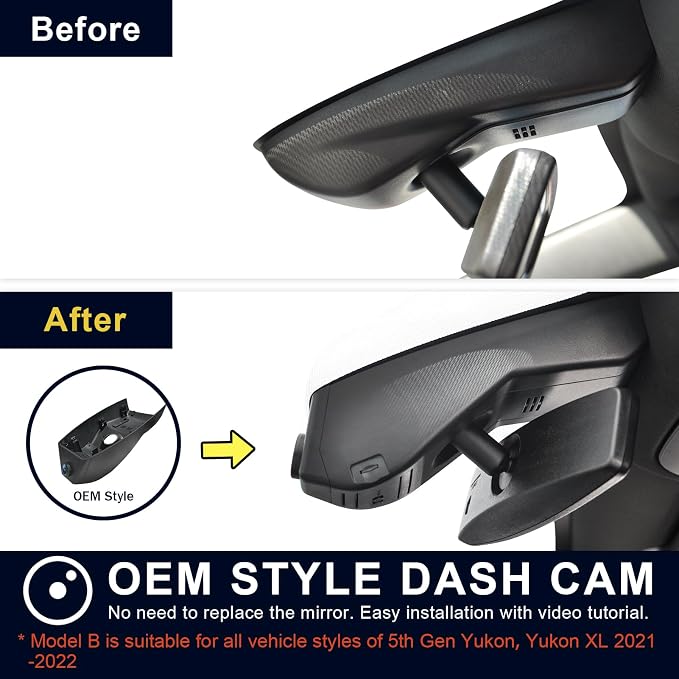 4K Dash Cam Custom fit for GMC Yukon, Yukon XL 2021-2022, SLE SLT AT4 Denali - Image 5