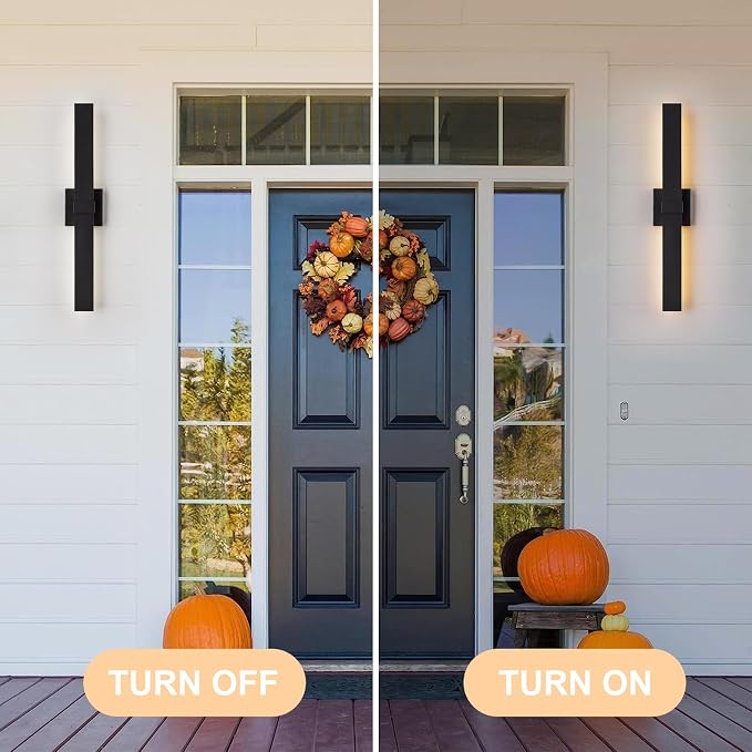 2-Pack Modern Outdoor Wall Light Exterior Black LED Patio Wall Light Fixture - Image 6