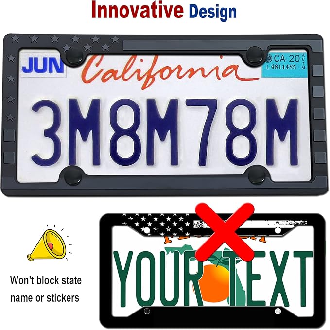 Black American Flag License Plate Frames- Patriotic USA Stars and Stripes Flag - Image 4