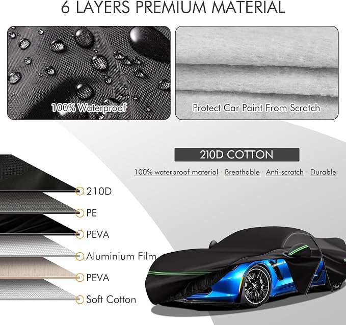 for Corvette 2014-2019 C7 Car Cover 210D Outdoor Waterproof UV Protection - Image 2