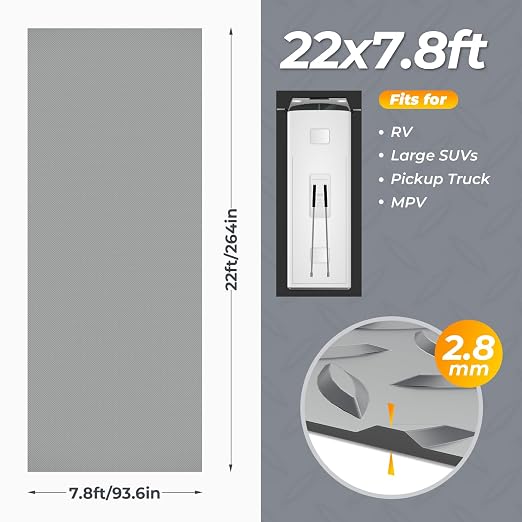 7.8 x 22 FT Garage Floor Mat, 2.8mm Thickness Diamond Plate Vinyl Garage - Image 6