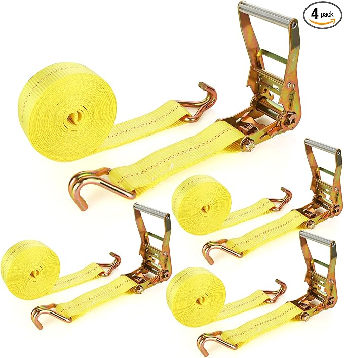 4 Pack 2 Inch Ratchet Straps Heavy Duty 16ft Tie Down Straps Ratchet by LISHINE