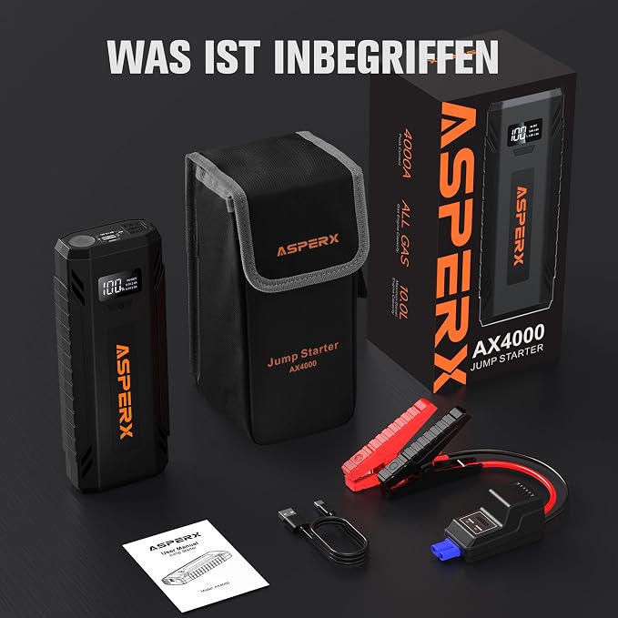 AsperX Car Jump Starter, 4000A Peak Battery Starter - Image 7