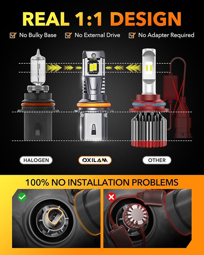 OXILAM 9007/HB5 LED Bulbs 10X Ultra-Brighter 60, 000LM Than Halogen, 3 Min - Image 4