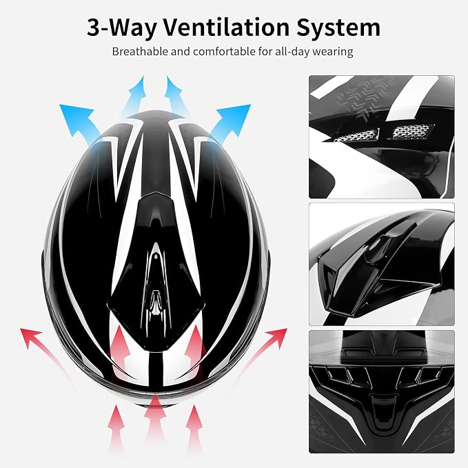 Full Face FreedConn Motorcycle Helmet Bluetooth 5.0 Integrated 2 Way Intercom - Image 5