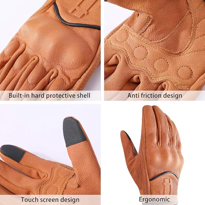 Harssidanzar Leather Motorcycle Gloves - Image 2