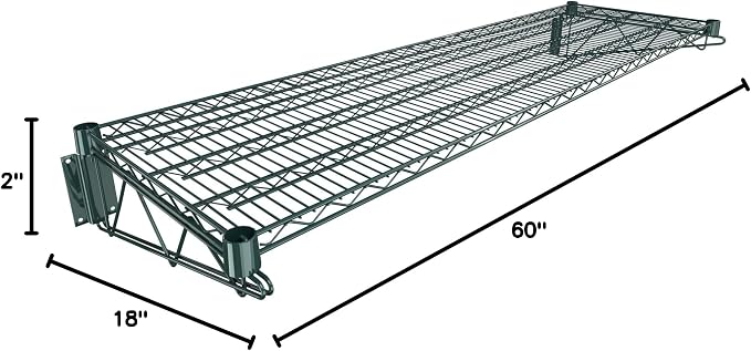 18" x 60" Green Epoxy Wire Wall Mount Shelf - Image 3