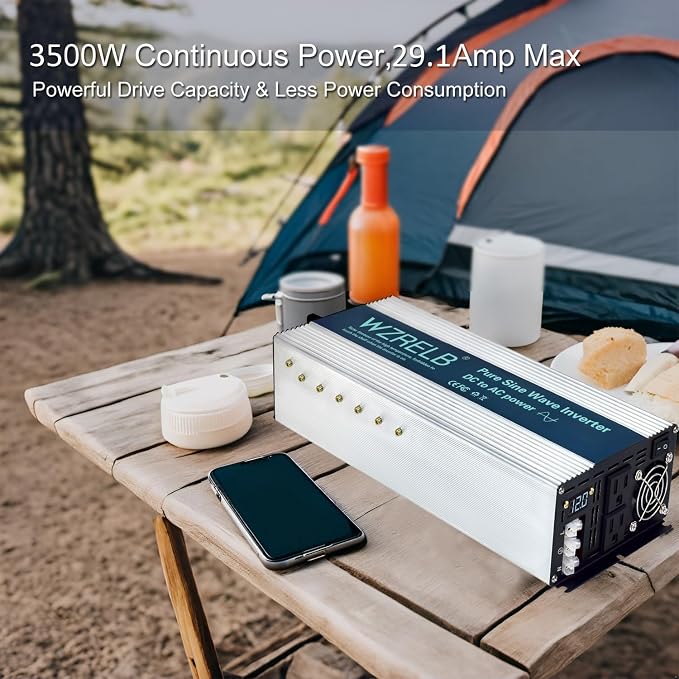 WZRELB 3500W Pure Sine Wave Inverter, Car Power Inverter 36V DC to 110V 120V AC - Image 3