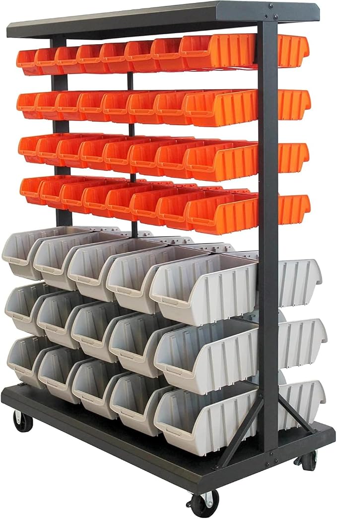 TRINITY EcoStorage 6-Tier Dual-Sided Rolling Bin Rack, 330 Pound Capacity by TRINITY