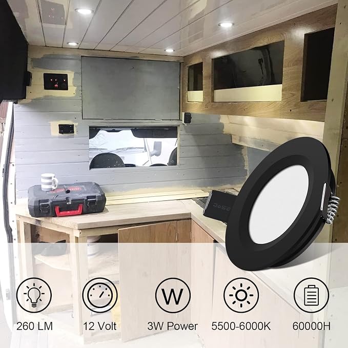 12 Volt LED Puck Light RV Boat Recessed Ceiling Light Super Slim LED Panel Light - Image 2