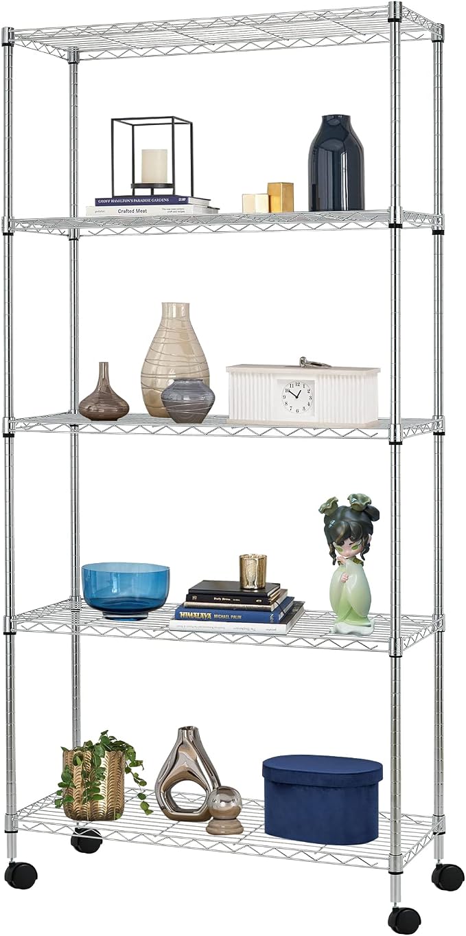 BestOffice 14Dx30Wx60H 5-Tier Wire Shelving Unit Steel Large Metal Shelf by BestOffice