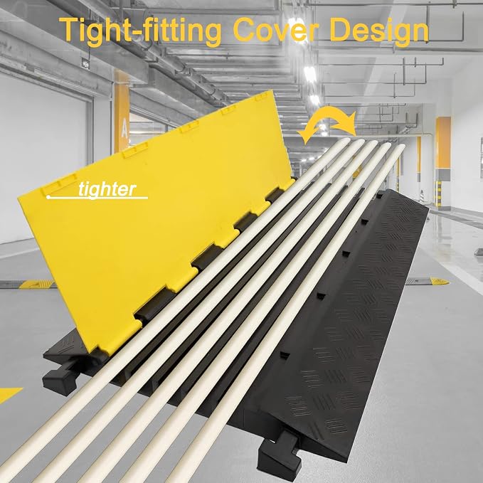 CXRCY 5 Channel Cable Protectors Ramp, 18000lbs Capacity Heavy Duty Rubber - Image 4