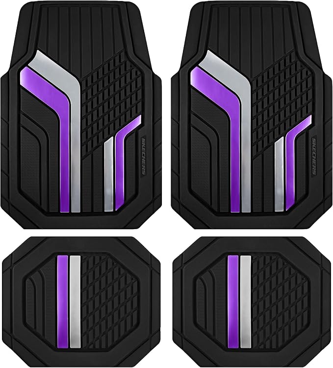 Skechers Heavy Duty Rubber Car Floor Mats, Dual Color Design Floor Mats by Skechers