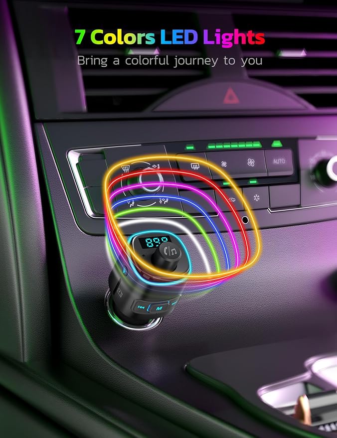 Nulaxy Bluetooth FM Transmitter, QC3.0 Fast Charge Bluetooth Car Adapter - Image 6