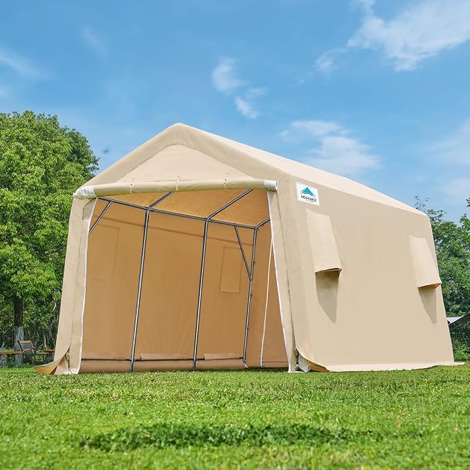 ADVANCE OUTDOOR 10x15 ft Shelter Storage Shed Steel Metal Peak Roof Portable - Image 7