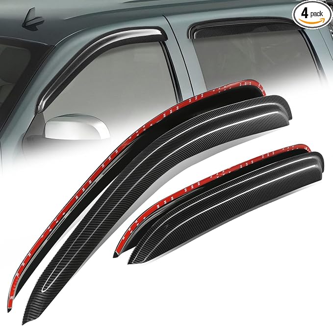 Auto Dynasty 4Pcs Carbon Fiber Pattern Window Visors Compatible by AutoDynasty