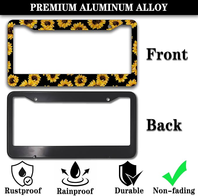 License Plate Frames Black Yellow Fun License Plate Frame Cover Aloha Hawaii - Image 3
