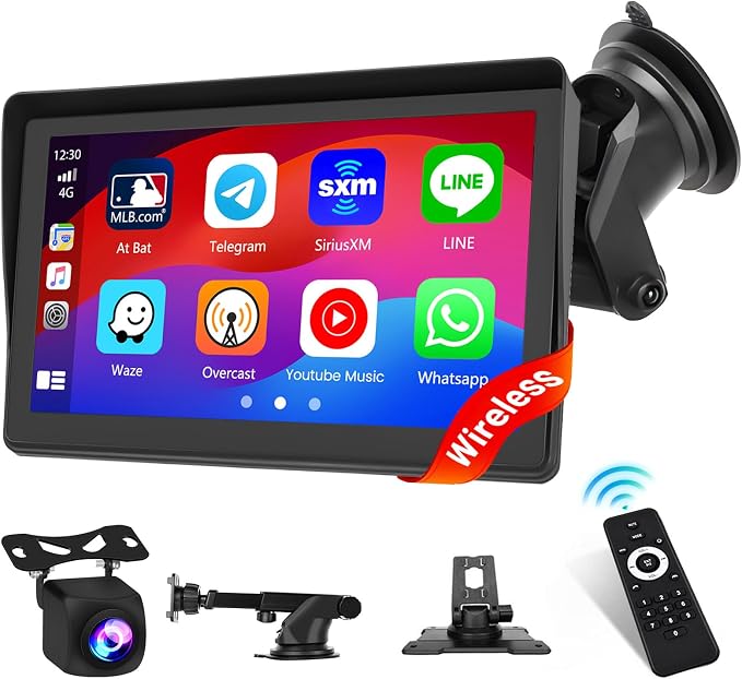 Hikity Wireless Carplay Android Auto Portable Car Stereo 7 Inch Touchscreen Car by Hikity