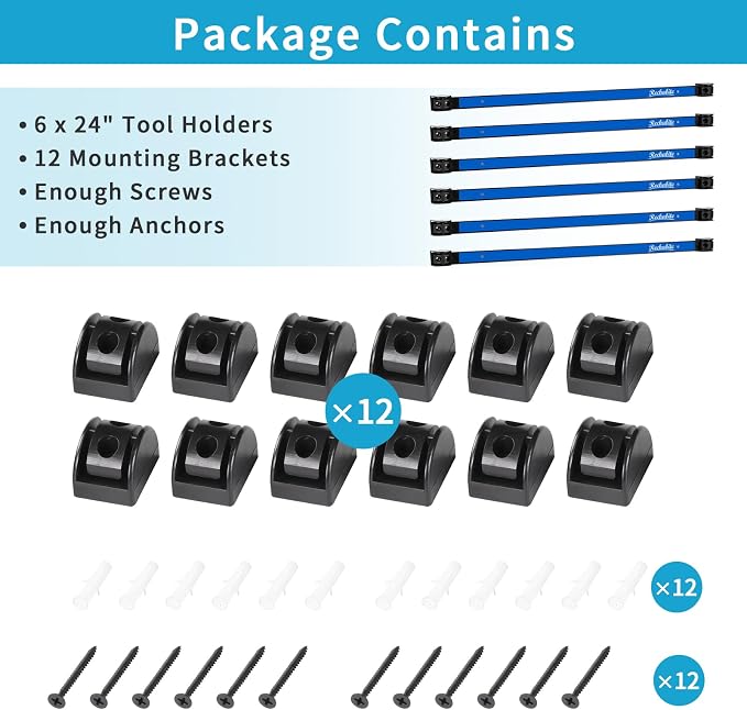 6 Pieces 24" Magnetic Tool Holder Strip, Metal Tool Organizer Rack - Image 7