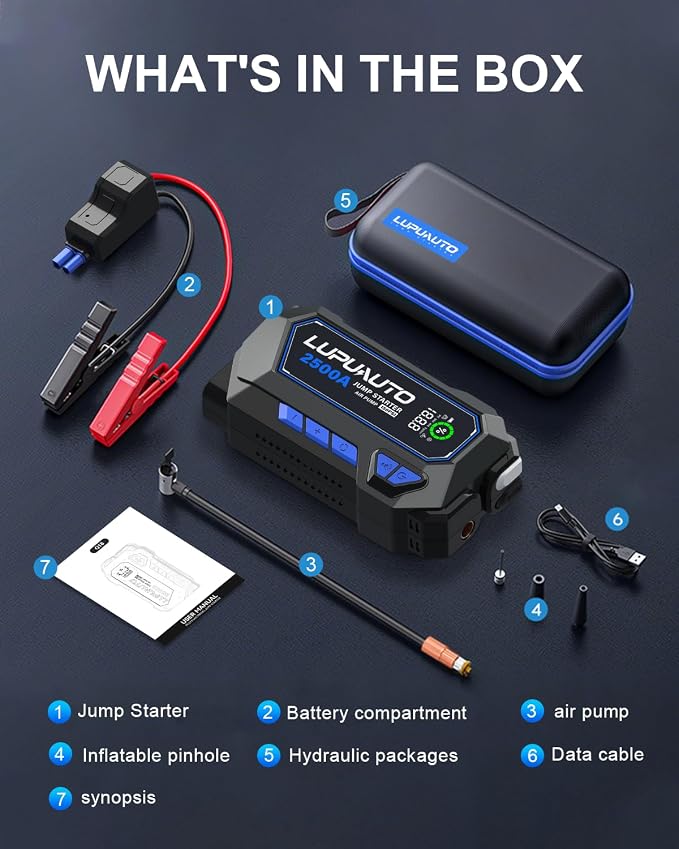2500A Portable Jump Starter, Car Battery Jump Starter - Image 2