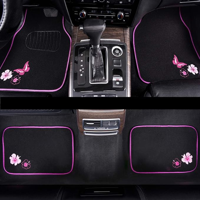 CAR PASS Embroidery Butterfly and Flower Car Floor Mats, - Image 5