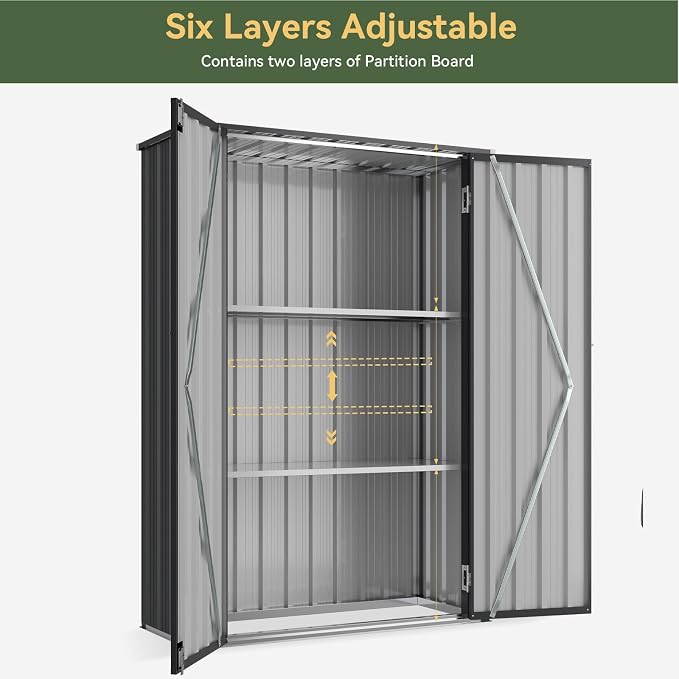 Aoxun 47x19 in Outdoor Storage Cabinet Metal Garden Shed - Image 4