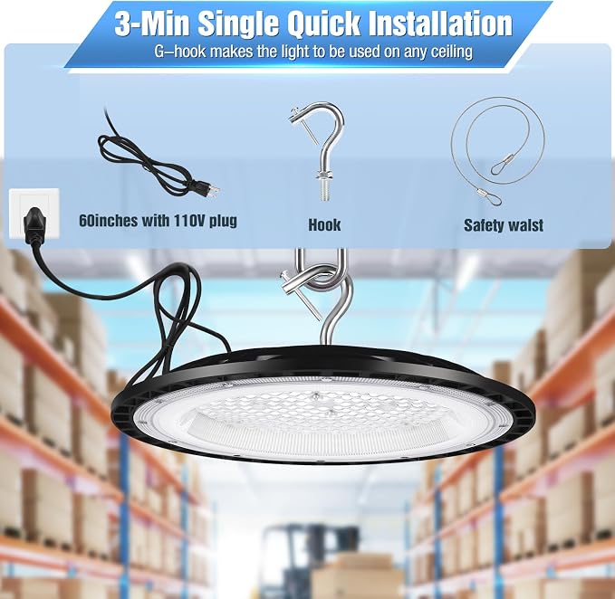 4 Pack 240W UFO Led High Bay Light Fixture, 5000K Daylight Commercial Shop Bay - Image 2