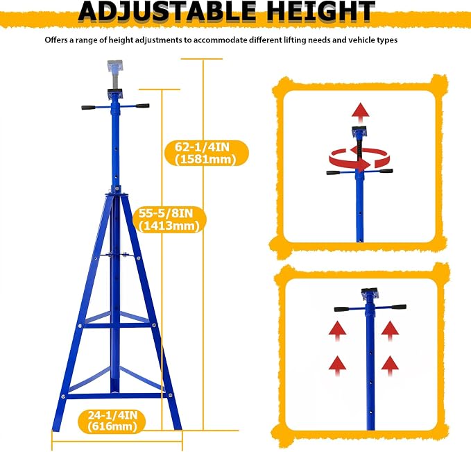KUAFU Adjustable Under Hoist Tripod Stand, 4500 LBS Load Capacity, 2 Ton High - Image 2