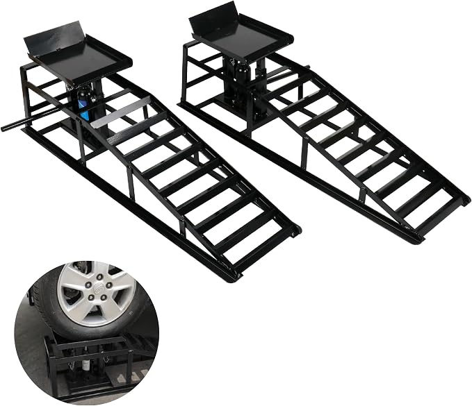 2 Pack Hydraulic Car Ramps 10, 000lbs/5T Capacity Low Profile Car Lift Service by higehio