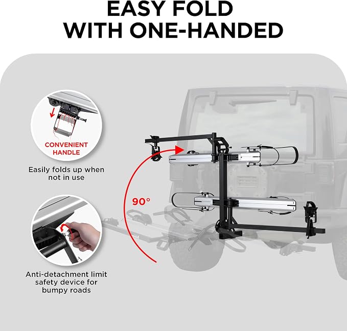 Hitch 2-Bike Rack Fellow, 200 lbs Capacity E-Bike Carrier - Image 3