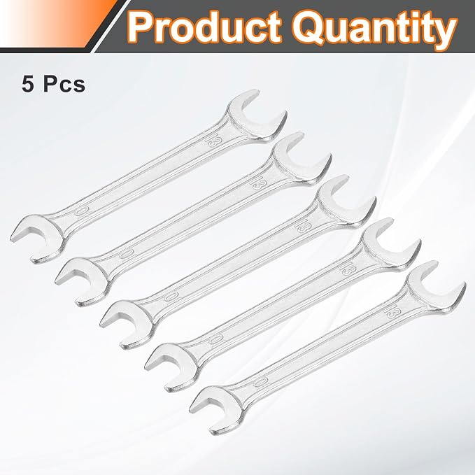HARFINGTON 5pcs Double Open End Wrench 10mm x 13mm Metric 15 Degree Offset - Image 3