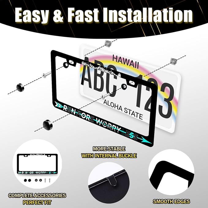 Run More Worry Less License Plate Frame Mountain Arrow License Plate Holder - Image 5