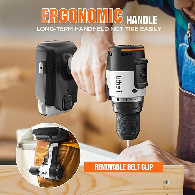 Litheli Cordless Drill Driver, Brushless Electric Power Drill - Image 8