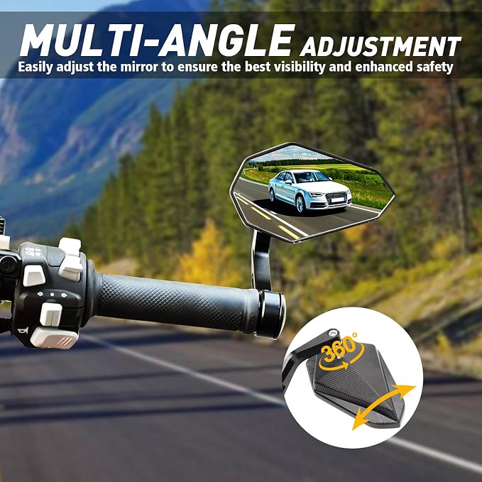 Motorcycle Mirrors for Handlebars, Bar End Motorcycle Mirrors, Rear View - Image 3