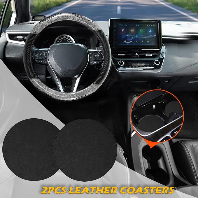 Wood Grain Steering Wheel Cover Carbon Car Steering Wheel Covers 14 1/2-15 inch - Image 3