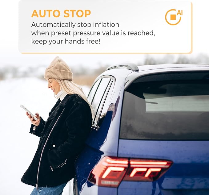 AP22 Tire Inflator Portable Air Compressor, 150 PSI Faster Inflation Cordless - Image 5