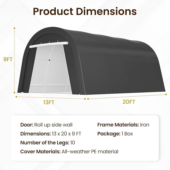 Kiss the Water Carport, Round Portable Garage, Steel Heavy Duty Carport - Image 2