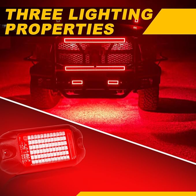 Nicoko 4Pods Pure Red LED Rock Lights 72 pcs LEDs high Power Rock Lights Neon - Image 5