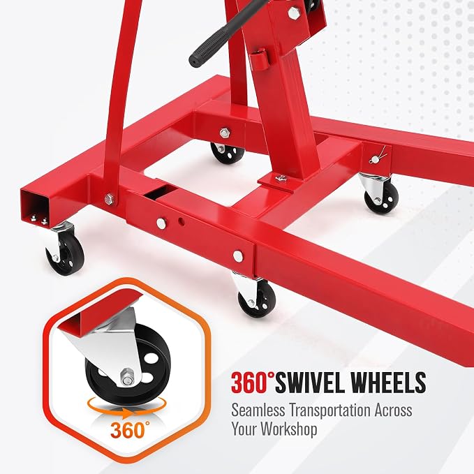 2 Ton Engine Hoist, Hydraulic Cherry Picker Engine Hoist Lift, 4400LBS Heavy - Image 4