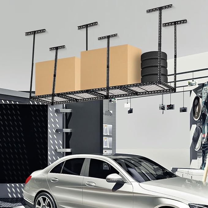Overhead Garage Storage Rack 2x8 FT, Steel Ceiling Shelves 660lb Capacity - Image 6