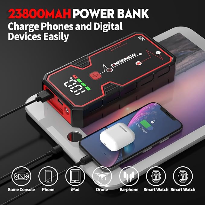 Car Jump Starter, 5000A Peak 23800mAh 12V Jump Starter Battery Pack, - Image 4