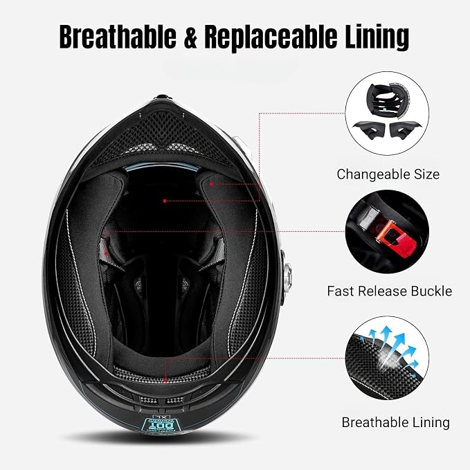 FreedConn BM12 Bluetooth Full Face Motorcycle Helmet - Image 8