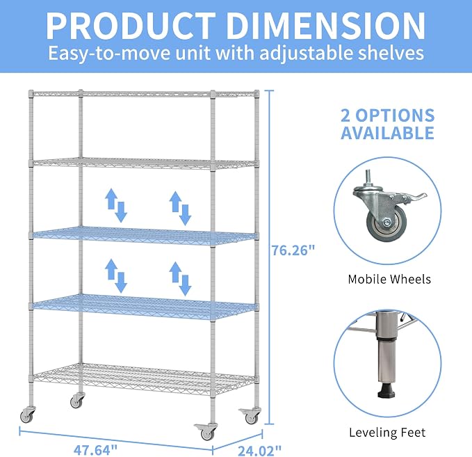 5 Tier Metal Shelving Unit - Image 3