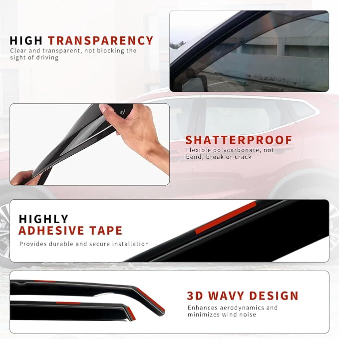 in Channel Rain Guards Fit for 2015-2020 Chevy Tahoe/GMC Yukon/Cadillac Escalade - Image 4